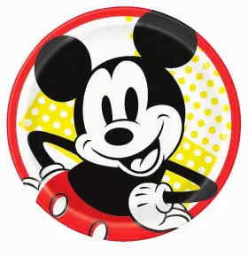 Unique 011179784851 Rare New Disney Mickey Mouse Forever 9 Inch Round Dinner Paper Plates 8 Pcs