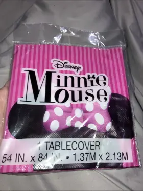 Unique 011179796236 Disney Minnie Mouse Plastic Table Cover Tablecloth Girl Birthday Party 54 Inch X 84