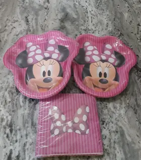 Unique 011179796250 Disney Minnie Mouse Birthday Party 16 Dinner Plates 10 X9 3/4 Inch Napkins