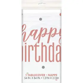 Unique 011179848942 Party 84894 Birthday Plastic Table Cover - 54 Inch X 84 Glittery Rosegold