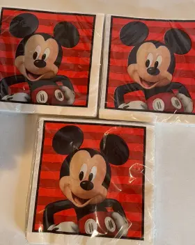 Unique 011179940929 New 3 Disney Junior Mickey Mouse Birthday Party Paper 6.5 In Squarenapkins 16 Ct