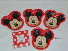 04142218 Unique Mickey Mouse Face Shaped Plates Birthday Party Supplies 8 Per Package Lot Of 4