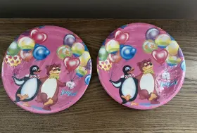 Unique 073525508306 2 Pack Vintage Lisa Frank Penguin Teddy Bear Balloons Pink Party Paper Plates 7 Inch