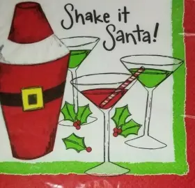 15641 Unique Cocktail Napkins Inch Shake It Santa Martini Christmas Party 2-ply 15641 Unique Cocktail Napkins Inch Shake It Santa Martini Christmas Party 2-ply