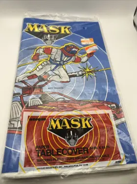 1703 Unique Vintage New Sealed Unused Mask Paper Table Cover 54 Inch X 88 1985 Mattel Vtg