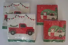 Unique 196504124288 Christmas Lunch Beverage Napkins Paper 32 Ct Vintage Retro Truck Camper