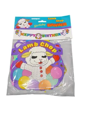 19705 Unique Vintage 1993 Lamb Chop Birthday Party Paper Banner Kids Sheep Nos
