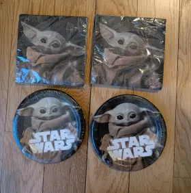 20634 Unique Star Wars Mandalorian Child Lunch Napkins And Plates Yoda Birthday Party Supplies