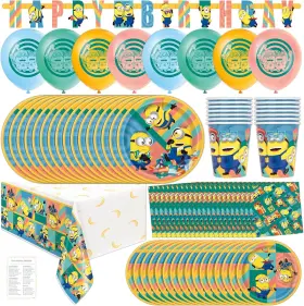 2796md16 Unique Minions Birthday Party Decorations - Minion Plates Napkins Tablecloth