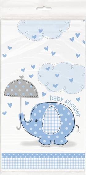 Unique 41693 Blue Elephant Boy Baby Shower Plastic 84 Inch X 54 Rectangular