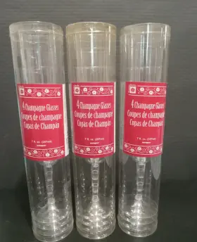 49395 Unique Clear Plastic Champagne Glasses 7fl. Oz. Party Tableware 4 Count Each Set