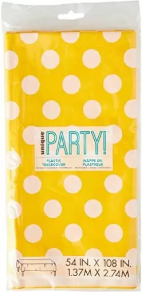 50263 Unique Polka Dot Plastic Tablecloth 108 Inch X 54 Yellow One Size
