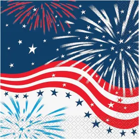 51592 Unique Fireworks 4th Of July Luncheon Napkins Pack 16 - Ct. Multicolor