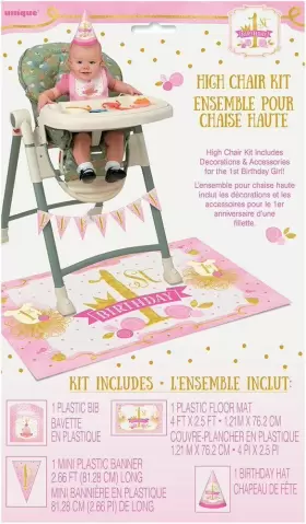 58159 Unique Stunning Pink And Gold First Birthday High Chair Decorating 4 Ct &