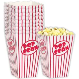 59022 Unique Movie Theater Red And White Striped Popcorn Boxes 10 Ct