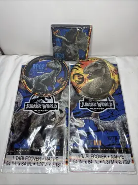 59123 Unique Jurassic World Fallen Kingdom 2 Table Cloths Napkins And Plates Birthday Party