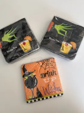 72811 Unique Witch Halloween Beverage Napkins Lot Drink Up Witchy Sour Pier One Etc