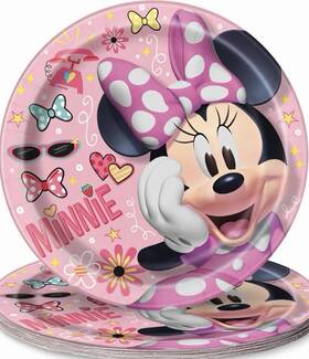 Unique 79235 Minnie Mouse Party Plates 21.9cm Multicolor Paper Dinner For Kids Events