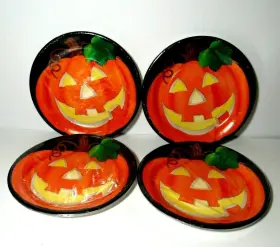 87805 Unique Paper Plates Halloween Party Pumpkin Jack O Lanterns 9 Inch 4 Packages