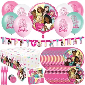B0c54lzd99 Unique Barbie Birthday Party Decorations Set - Serves 16 Guests Official Licensed