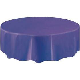 Unique Industries 011179503148 6 Pack Round Plastic Tablecloths 84 Inch Deep Purple Disposable Party Table Covers