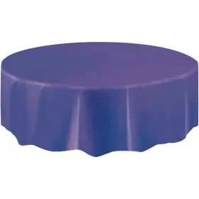 Unique Industries 011179503148 6 Pack Round Plastic Tablecloths 84 Inch Deep Purple Disposable Party Table Covers