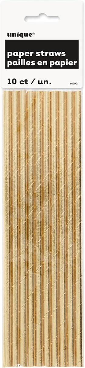 Unique Industries 011179629015 40 Straws Paper Gold 8.25 Inch Party Supplies