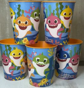 Unique Industries 011179773879 Baby Shark 16oz Plastic Party Cup Collectible Souvenir Lot Of 5