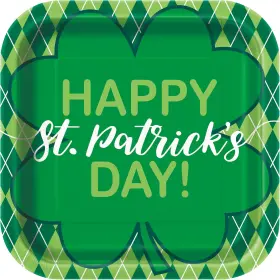 72705 Unique Party St. Patricks Day Square Plates 8 Ct. 9 Inch Multicolor