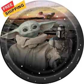 Py163343 Unique Multicolor Mandalorian The Child Round Dessert Plates 7 Inch 8