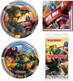 Un-kd-1849 Unique Transformers Party Bundle 8 Dinner And Dessert Plates Multicolored