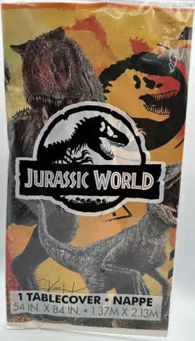 23713 Universal Jurassic World Table Cloth 54 Inch X84 Plastic Studios Brand New Sealed