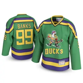 Unlc 745833788861 Youth Adam Banks #99 Mighty Ducks Hockey Jersey Stitched Letters And Numbers