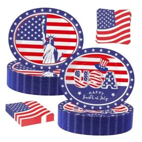 Uo-ju-fo-100 Uodbuyo 100pcs 4th Of July Oval Paper Plates And Napkins 10 Inch X 12 Large Fourth Uo-ju-fo-100 Uodbuyo 100pcs 4th Of July Oval Paper Plates And Napkins 10 Inch X 12 Large Fourth