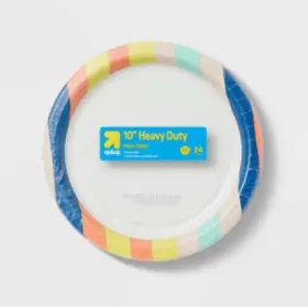 Up&up 041594313237 Heavy Duty Multicolor Paper Plates 10 Inch - 120 Count- And