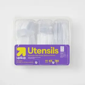 Up&up 085239784792 Premium Plastic Forks Spoons Knives 192ct Party Disposable Cutlery