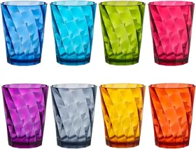 Us Acrylic 080844094878 Optix Plastic Reusable Drinking Glasses Set 14-ounce Jewel Tone
