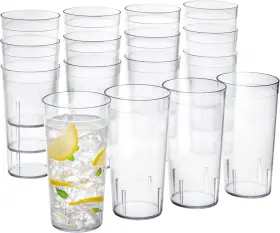 1825 Us Acrylic Cafe Plastic Reusable Tumblers Set Of 16 20-ounce Clear