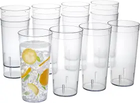 1826 Us Acrylic Caf Plastic Reusable Tumblers Set Of 12 32-ounce Clear