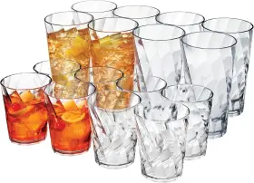 9332 Us Acrylic Optix Plastic Reusable Drinking Glasses 14-ounce/20-ounce Clear