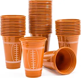 10757 Us Corp 72 Pcs 16oz Football Plastic Cups Disposable Party Tableware For