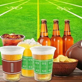 17085 Us Corp 24 Pcs Football Plastic Cups 16oz Disposable Party Bulk For Sport
