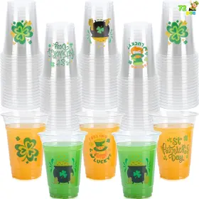 17104 Us Corp 72 Pcs 16oz St. Patricks Day Plastic Cups Green Disposable Bulk With 4 St
