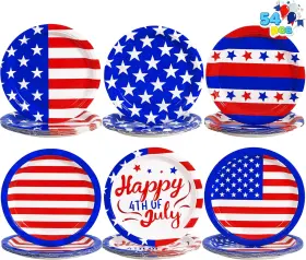 Us Corp 705353796463 54 Pcs 9 Inch July 4th Patriotic Paper Plates Red White Blue Usa Party Tableware Set