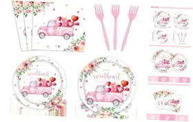 Ho-tzzpzj-8222 Utolily Sweetheart Baby Shower Party Tableware Supplies 96pcs Little Is On