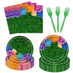 Ho-tzzpzj-bs027 Utolily 96 Pcs Mexican Fiesta Party Supplies Set Cinco De Mayo Plates Sport Theme Tab