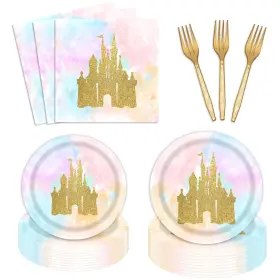 Ho-tzzpzj-bs036 Utolily 96 Pcs Princess Castle Birthday Party Supplies Plates And Napkins Set For 24