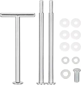 A23111400ux0098 Uxcell 2 Sets Cake Tray Stand Handle Cupcake Dessert Plate Hardware Silver