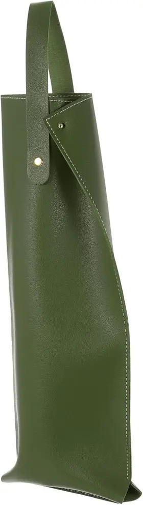 A24080500ux1620 Uxcell Wine Tote Bag 1 Pcs Leather Carrier Single Bottle Green