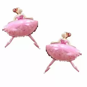 Uy 294602592021 2pcs Pink Ballet Dancing Girl Foil Balloon Aluminum Mylar Helium Party B